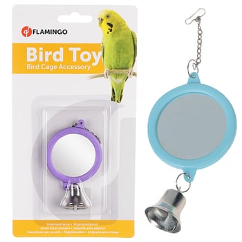 Flamingo Mirror Round & Bell Кругле дзеркало з дзвіночком для папуг