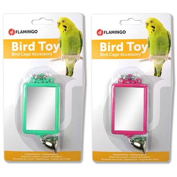 Flamingo Mirror Straight & Bell Прямокутне дзеркало з дзвіночком для папуг